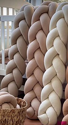 Bettschlangen geflochten in Velours Handmade 280cm – creme Bettschlangen geflochten in Velours Handmade 280cm – creme